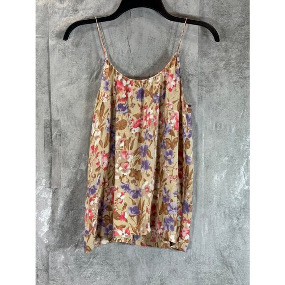 TUCKER Women's Tan Floral Print Scoop Neck Loose-Fit Tank Top SZ P (S/M) - Picture 1 of 9